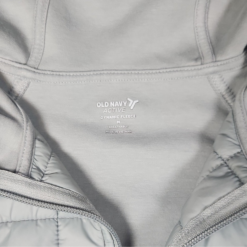 Old Navy Active Dynamic Fleece Quilted Hybrid Zip Up Hoodie Jacket Gray M - Picture 7 of 8